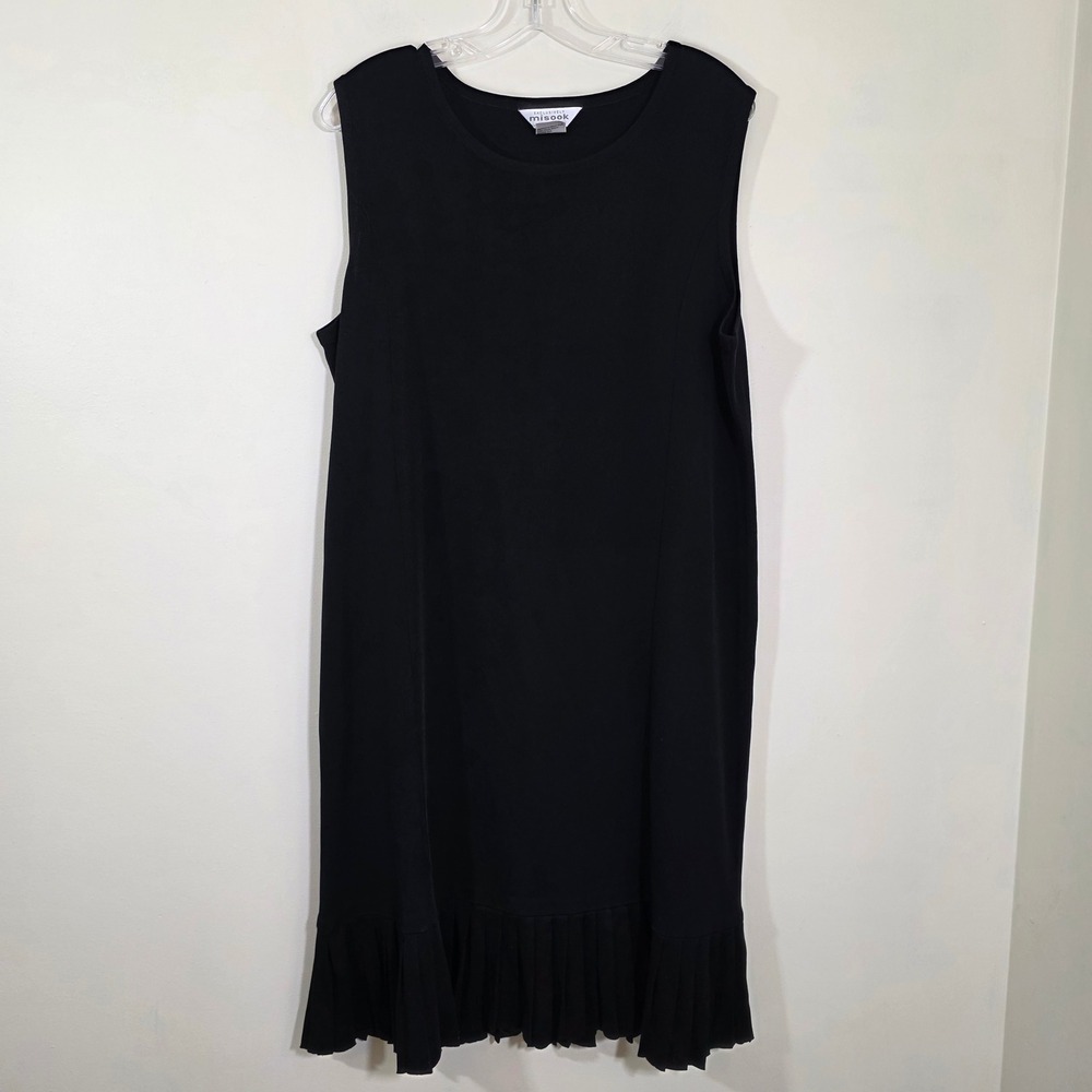 Misook Women Dress Pleated Hem Sleeveless Knit Shift Black Size 2X
